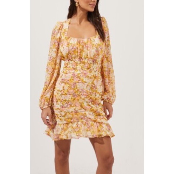 ASTR the label- Smocked Waist Long Sleeve Minidress (S) - Picture 4 of 6